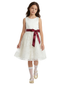Classic A-Line Flower Girl Dress with Sleeveless Satin Bodice and Knee Length Tulle Skirt