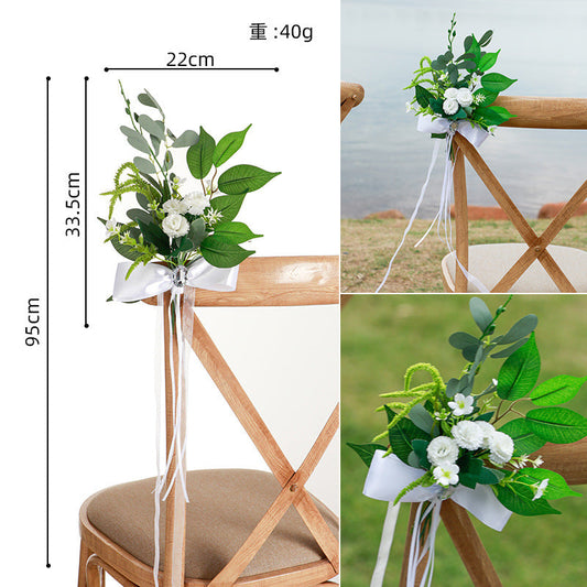 New Summer Forest Green Leaf Chair Back Flower Outdoor Wedding Leaning Decoration Flower