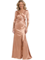 V-Neck Satin Elegant Mother of The Bride Dress Wedding Formal Gowns Slit