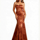 Sexy Sweetheart Mermaid Long Satin Floral Formal Dresses For Women