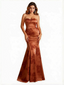 Sexy Sweetheart Mermaid Long Satin Floral Formal Dresses For Women