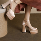 Womens Platform Satin Wedding Shoes High Heel Party Evening Shoes