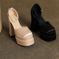 Womens Platform Satin Wedding Shoes High Heel Party Evening Shoes