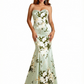 Sexy Sweetheart Mermaid Long Satin Floral Formal Dresses For Women