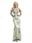 Beautiful Mermaid Cold Shoulder Floral Satin Maxi Floral Formal Dresses For Women