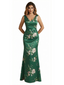 Trendy V-Neck Mermaid Floral Satin Maxi Floral Formal Evening Dresses For Women