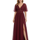 Long V-neck Mother of the Brides Dresses Floor Length A-line Formal Gowns