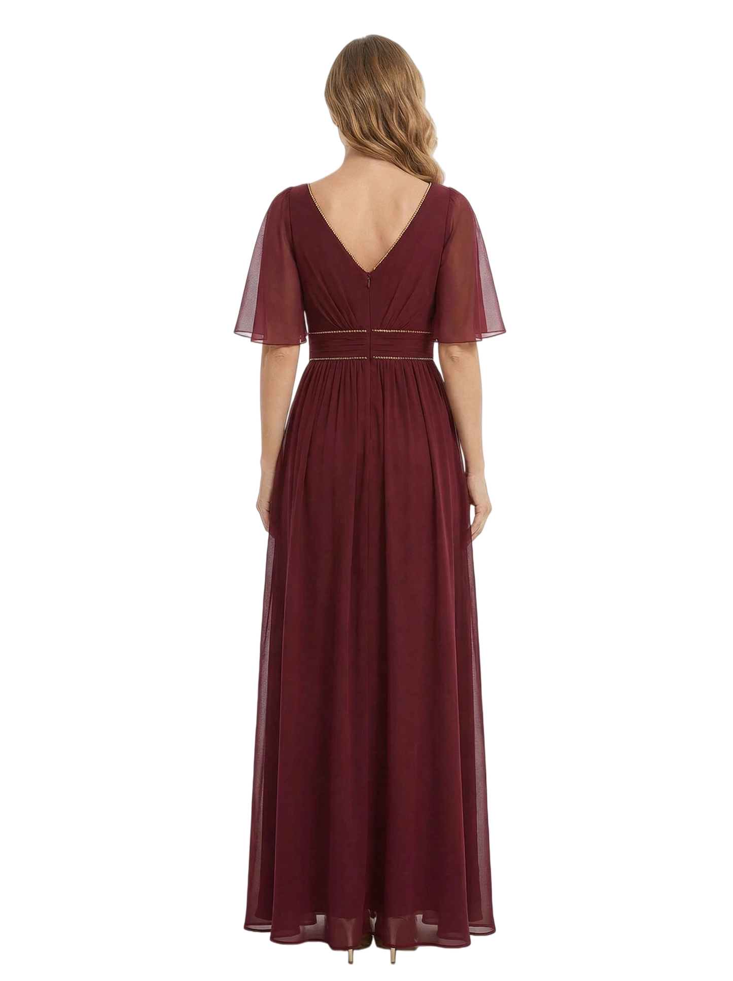 Long V-neck Mother of the Brides Dresses Floor Length A-line Formal Gowns