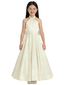 Gorgeous Flower Girl Gown Halter Neck Sleeveless A-Line Floor-Length Satin Dress with Oversized Back Bow Accent