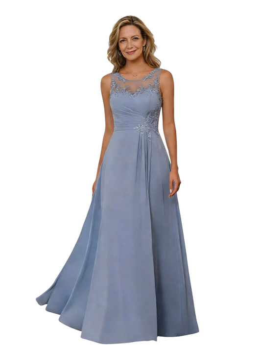 A-Line Chiffon Mother of The Bride Dresses Lace Wedding Formal Dresses