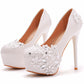 Women's Wedding Shoes Decorative Heel Wedding Heels Bridal Shoes With Beading WS0001