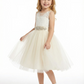 Illusion Lace Flower Girl Dress Sleeveless A-Line Tulle Skirt Tea Length Wedding Dress