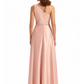 Sexy One Shoulder Ruffle Side Slit A-Line Ruched Satin Long Formal Dresses For Women