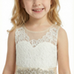 Illusion Lace Flower Girl Dress Sleeveless A-Line Tulle Skirt Tea Length Wedding Dress