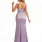 Women's Sexy Strapless Boning Mermaid Ruched Satin Long Formal Dresses Side Slit