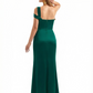 Sexy One Shoulder Silky Satin Mermaid Long Evening Gown Dresses For Women Side Slit