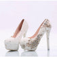 Women's Wedding Shoes Decorative Heel Wedding Heels Bridal Shoes With Beading WS0019