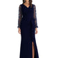 Long Sleeve Custom Mother of The Groom Dresses Wedding Evening Mother Outfits V Neck