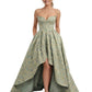 Elegant Floral Jacquard Sweetheart High-Low A-Line Long Formal Evening Dresses