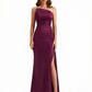 Trendy Strapless Asymmetrical Silky Satin Mermaid Long Evening Formal Dresses Side Slit