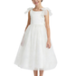 Elegant Tulle Flower Girl Dress with Soft Bow Shoulders Lace Bodice Flower Girl For Wedding Party Gowns