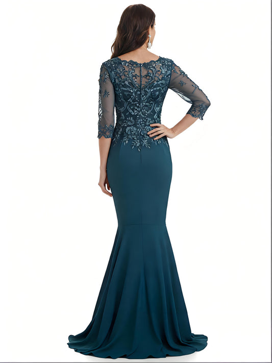 Mermaid Mother of The Bride Dresses V-Line Lace Wedding Dresses For Mom