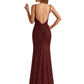 Shiny Spaghetti Straps Mermaid Glitter Jersey Side Slit Long Formal Dresses For Women