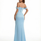 Sexy Off The Shoulder Sweetheart Mermaid Ruched Satin Long Formal Dresses Side Slit