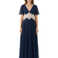 Chiffon V-neck Mother of the Brides Dresses Floor Length A-line Formal Gowns