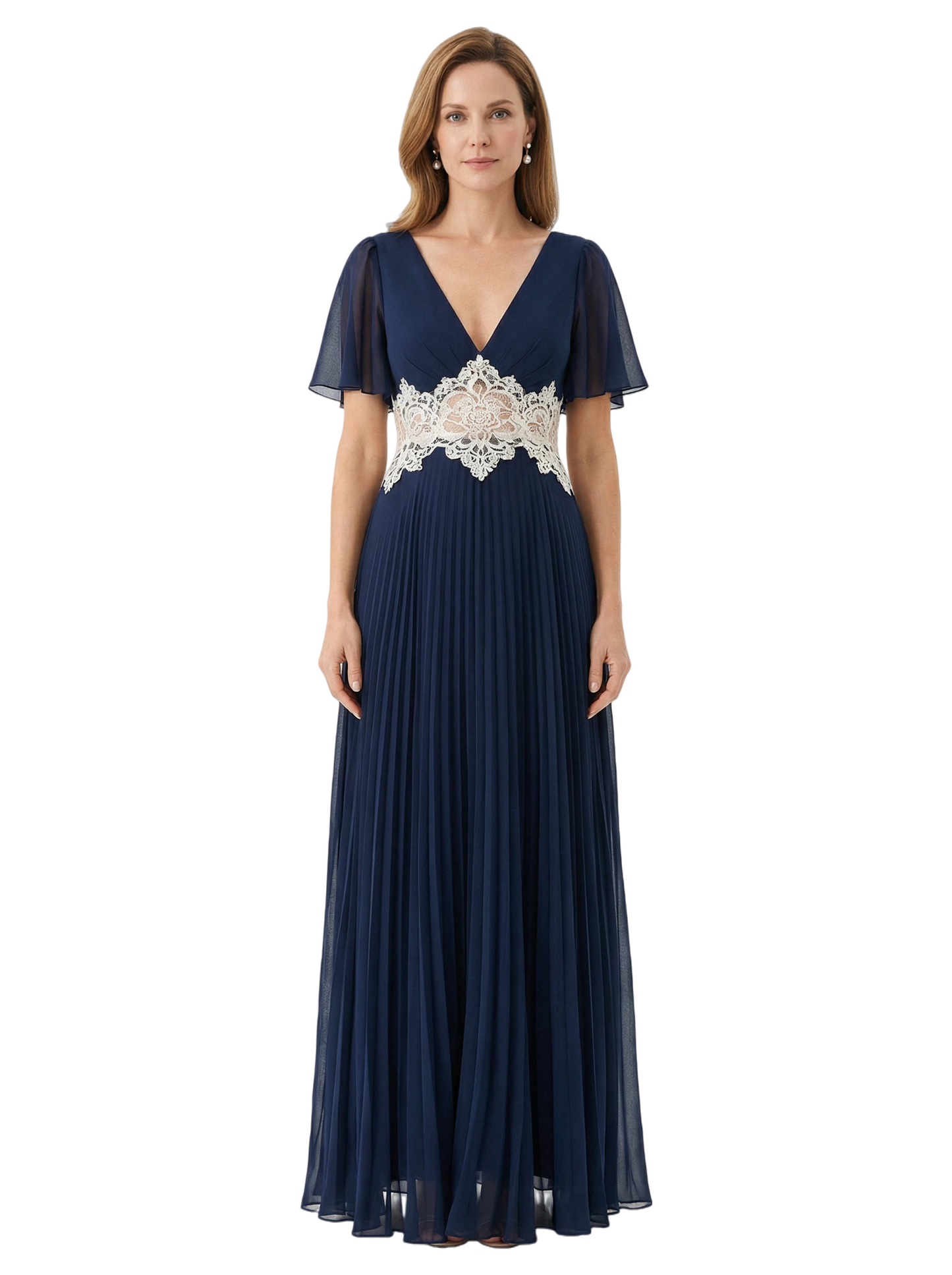 Chiffon V-neck Mother of the Brides Dresses Floor Length A-line Formal Gowns