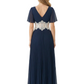 Chiffon V-neck Mother of the Brides Dresses Floor Length A-line Formal Gowns