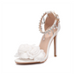 Women Rhinestones Flower Embellished Open Toe High Heels Pumps Chic Wedding Event Dress Shoes
