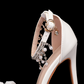 Women Rhinestones Flower Embellished Open Toe High Heels Pumps Chic Wedding Event Dress Shoes