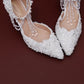 Women's Wedding Shoes Decorative Heel Wedding Heels Bridal Shoes With Beading WS0008