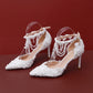 Women's Wedding Shoes Decorative Heel Wedding Heels Bridal Shoes With Beading WS0008