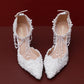 Women's Wedding Shoes Decorative Heel Wedding Heels Bridal Shoes With Beading WS0008