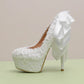 Women's Wedding Shoes Decorative Heel Wedding Heels Bridal Shoes With Beading WS0009