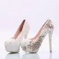 Women's Wedding Shoes Decorative Heel Wedding Heels Bridal Shoes With Beading WS0019