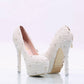Women's Wedding Shoes Decorative Heel Wedding Heels Bridal Shoes With Beading WS0019
