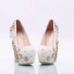 Women's Wedding Shoes Decorative Heel Wedding Heels Bridal Shoes With Beading WS0019