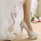 Women's Wedding Shoes Decorative Heel Wedding Heels Bridal Shoes With Beading WS0020