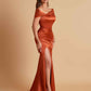 Elegant Soft Satin Off-the-shoulder Side-Slit Mermaid Bridesmaid Dresses
