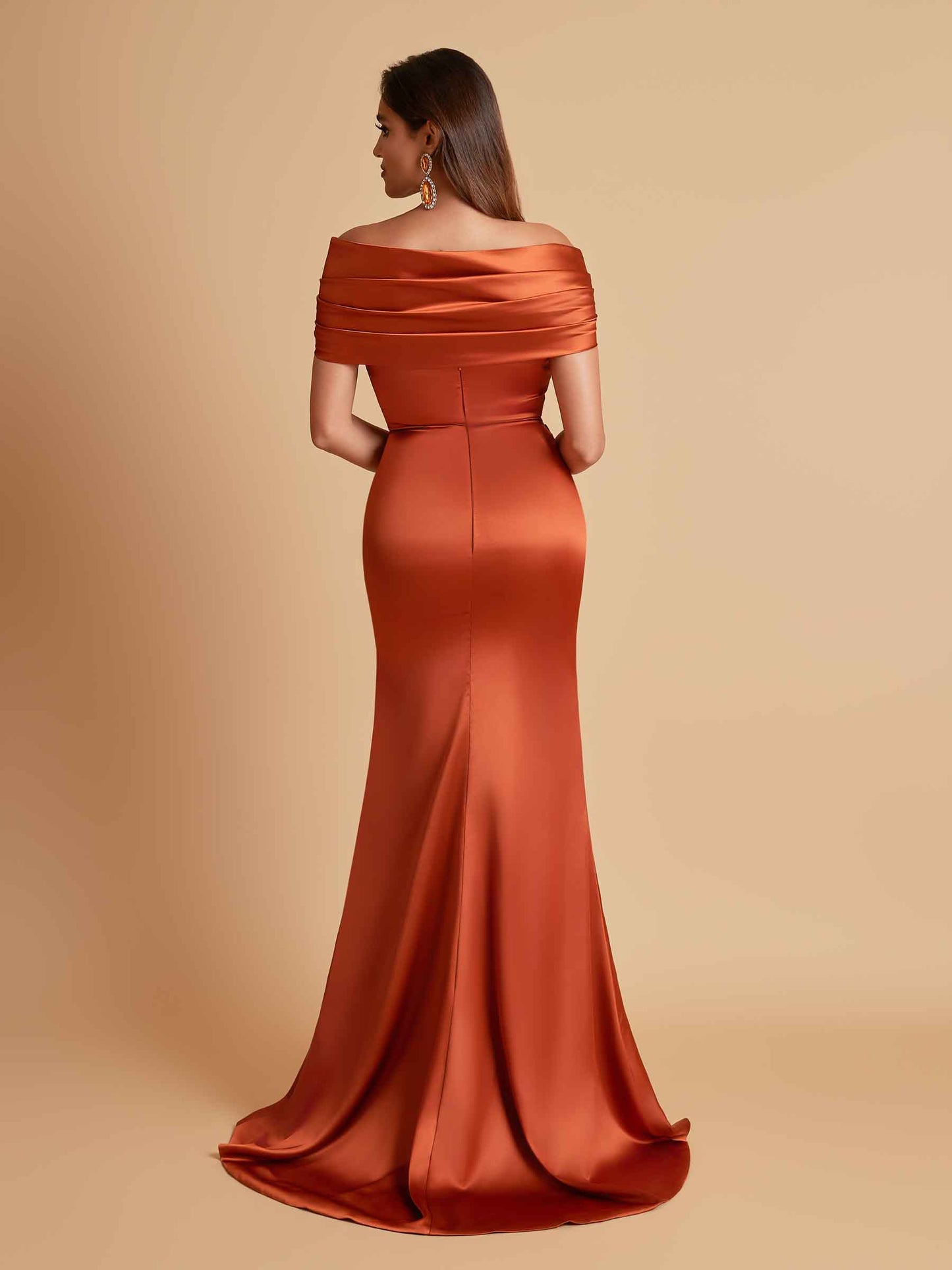 Elegant Soft Satin Off-the-shoulder Side-Slit Mermaid Bridesmaid Dresses