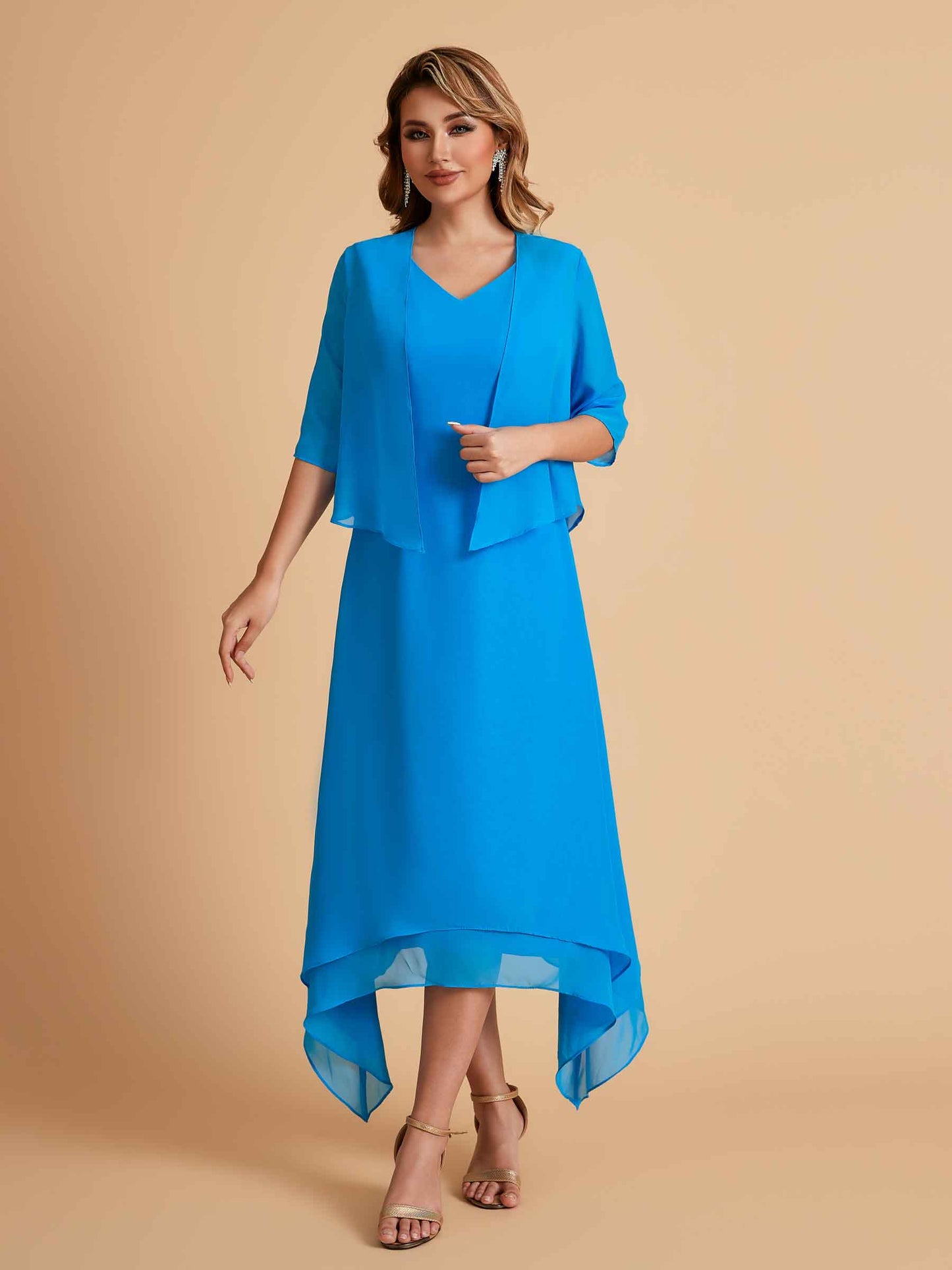 Elegant A-line Chiffon Short Sleeves Mother of the Brides Dresses Online