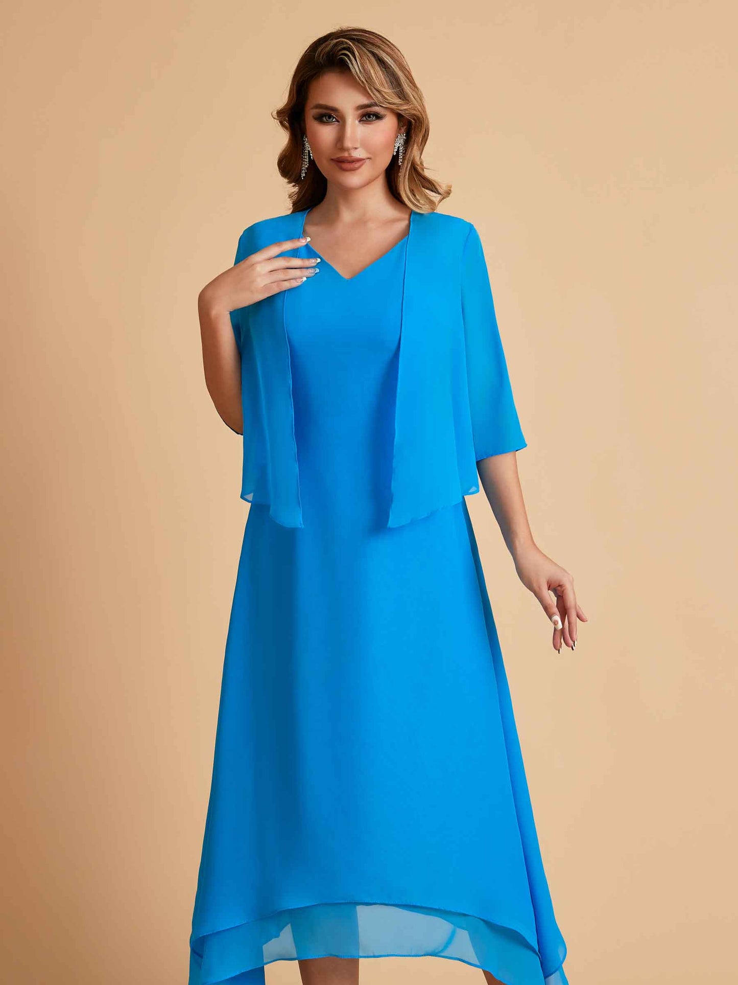 Elegant A-line Chiffon Short Sleeves Mother of the Brides Dresses Online