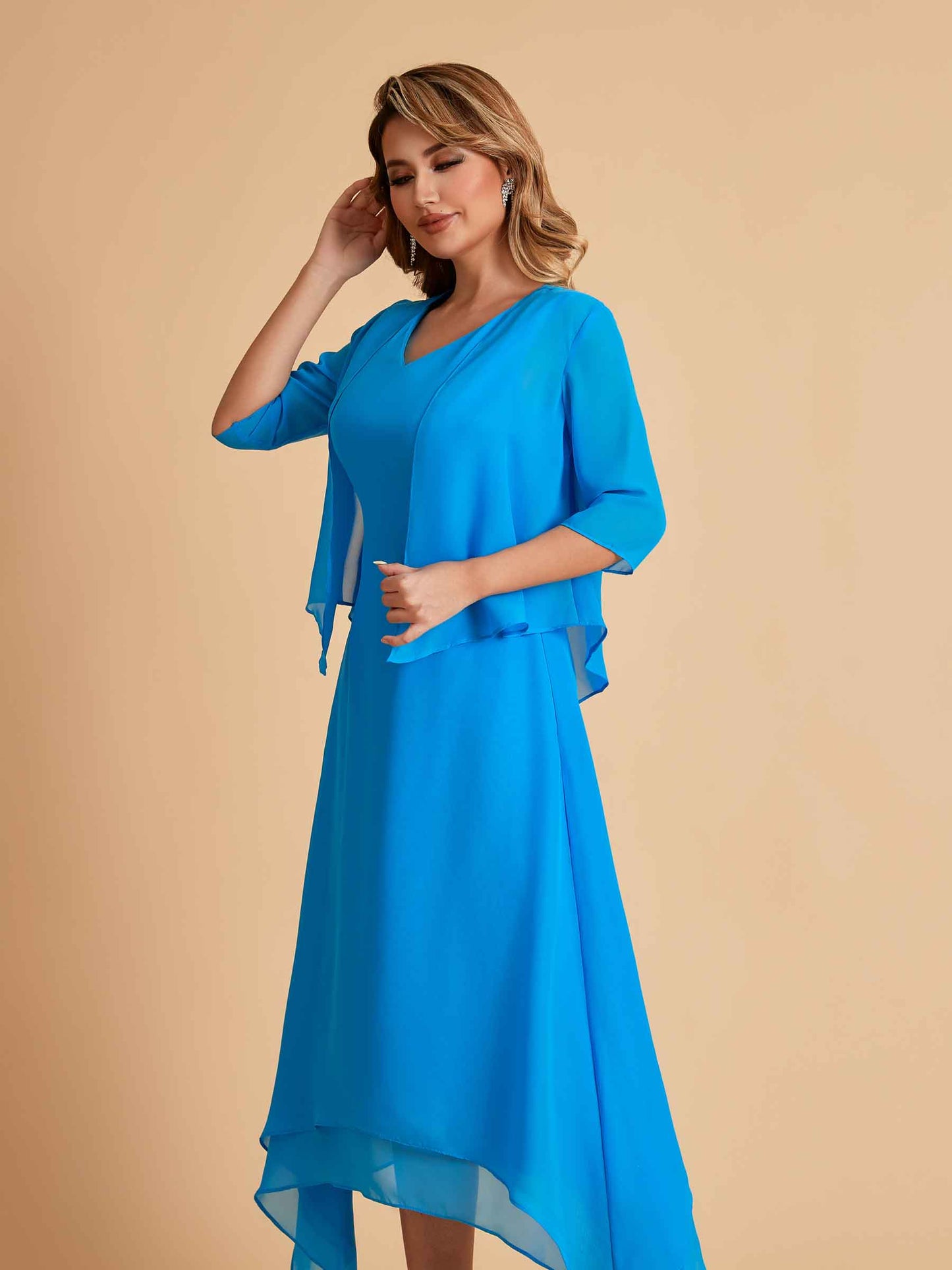 Elegant A-line Chiffon Short Sleeves Mother of the Brides Dresses Online