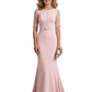 Mermaid Chiffon Mother of The Bride Dresses Lace Wedding Formal Dress Pink