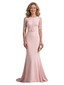 Mermaid Chiffon Mother of The Bride Dresses Lace Wedding Formal Dress Pink