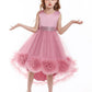 Flower Girls Dress Formal with Roses A-line Tulle Princess Gown for Wedding Kids Guest Dress