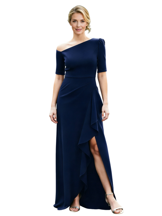 Off Shoulder Slit Mother of the Brides Dresses Floor Length Formal Gowns